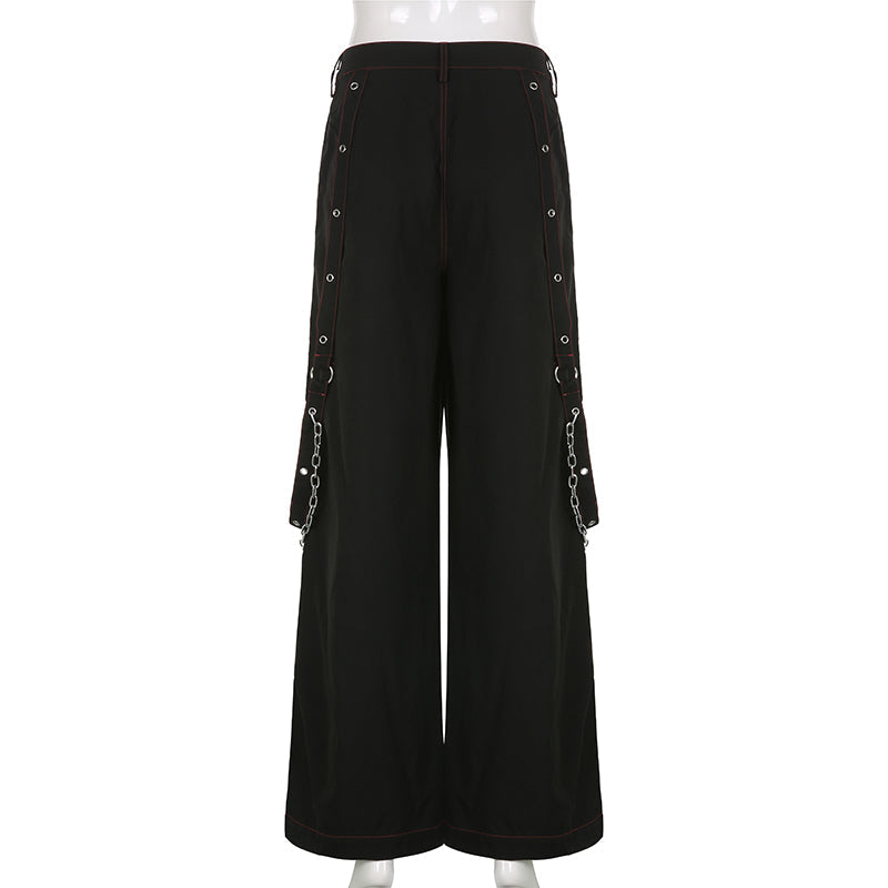 90s Vintage Punk Goth Chain Wide Leg Pants