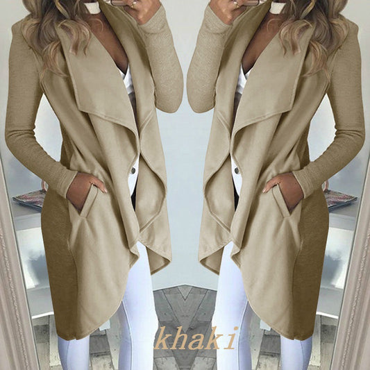 Wish Amazon Europe and the United States and winter explosion models ladies coat foreign trade lapel Slim medium long windbreaker jacket wholesale