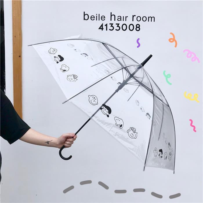Snoopy small fresh transparent umbrella men and women net red open handle automatic primary school children's advertising custom logo