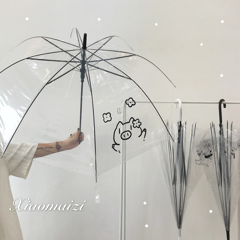 Snoopy small fresh transparent umbrella men and women net red open handle automatic primary school children's advertising custom logo