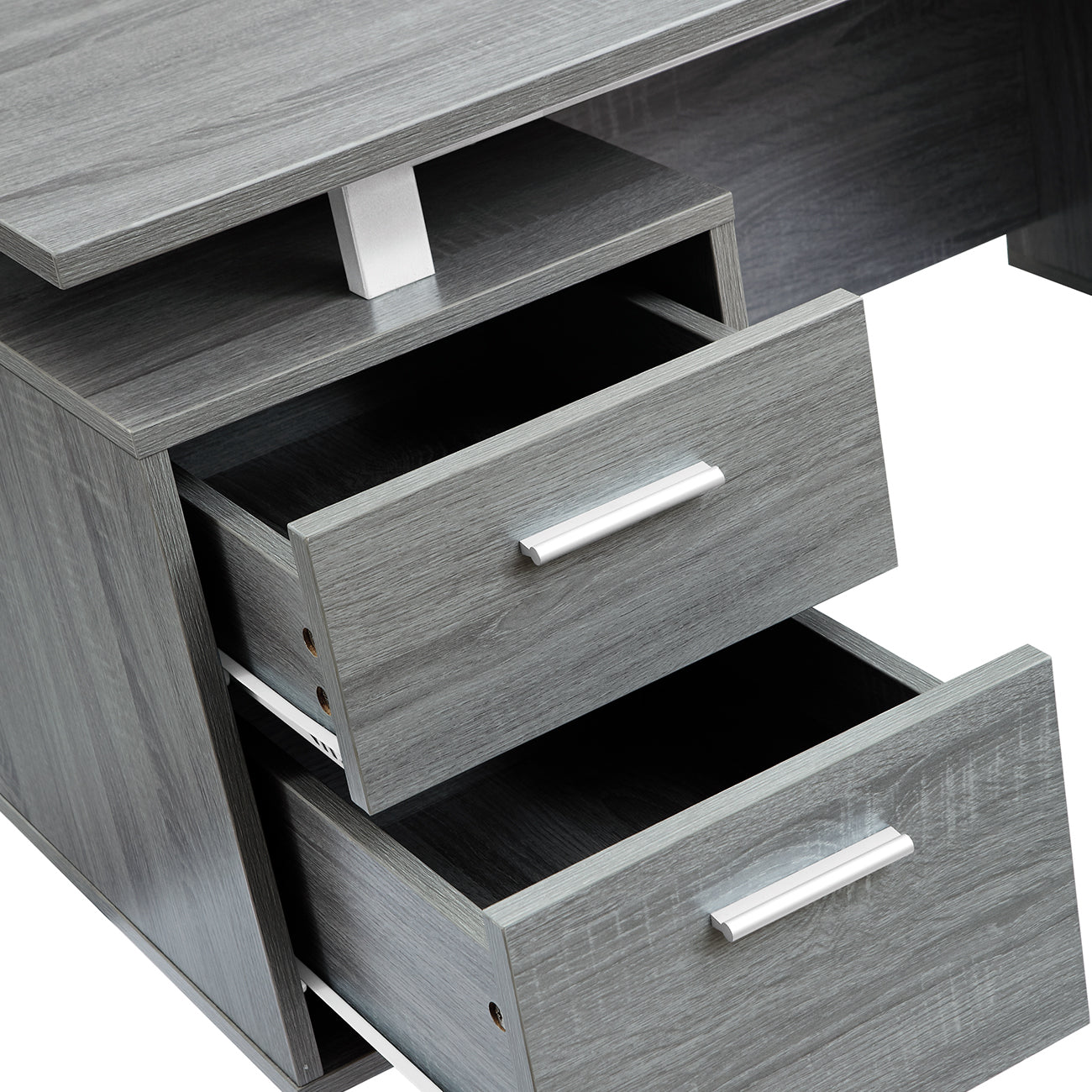 Techni Mobili Modern Office Desk with Storage, Grey