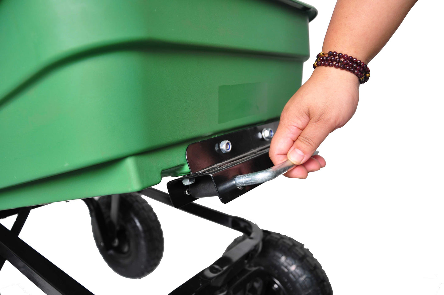 folding wagon Poly Garden Dump Cart with Steel Frame and 10-inPneumatic Tires, 300-Pound Capacity, Green