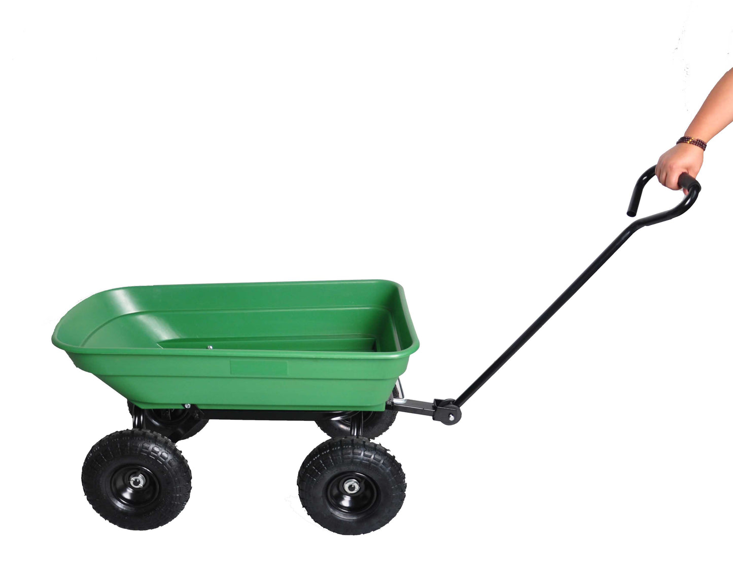 folding wagon Poly Garden Dump Cart with Steel Frame and 10-inPneumatic Tires, 300-Pound Capacity, Green