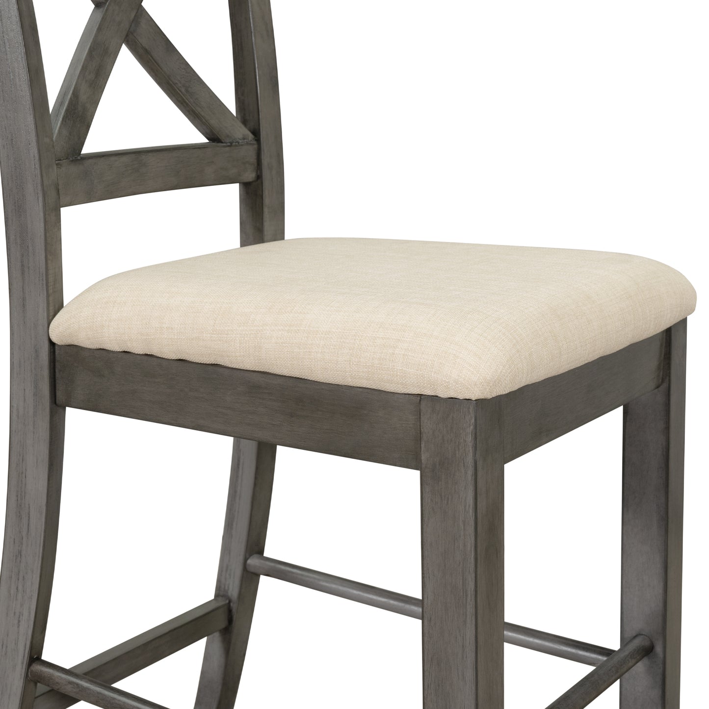 Wood 5-Piece Counter Height Dining Table Set with 4 Upholstered Chairs, Gray