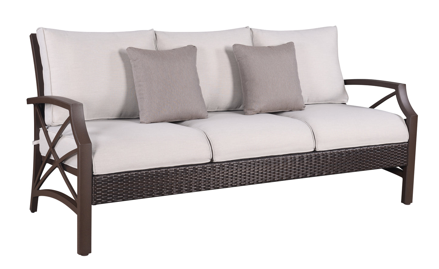 Modern Muse Alum Sofa Set 5pcs W/ Triple Sofa, Side Table Light Grey Fabric Cushion