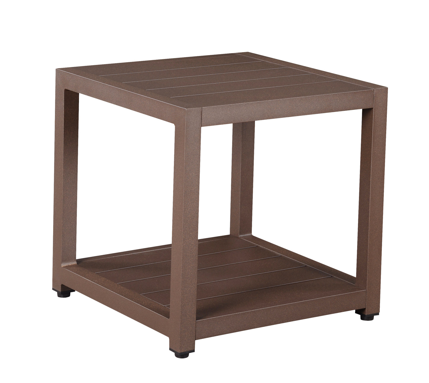 Modern Muse Alum Sofa Set 5pcs W/ Triple Sofa, Side Table Light Grey Fabric Cushion