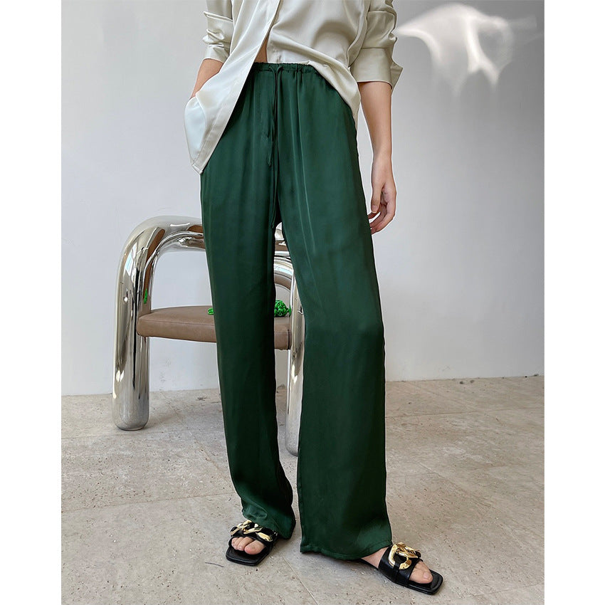Summer new Korean version of trendy gloss satin lazy pants straight loose thin air sense casual pants female thin