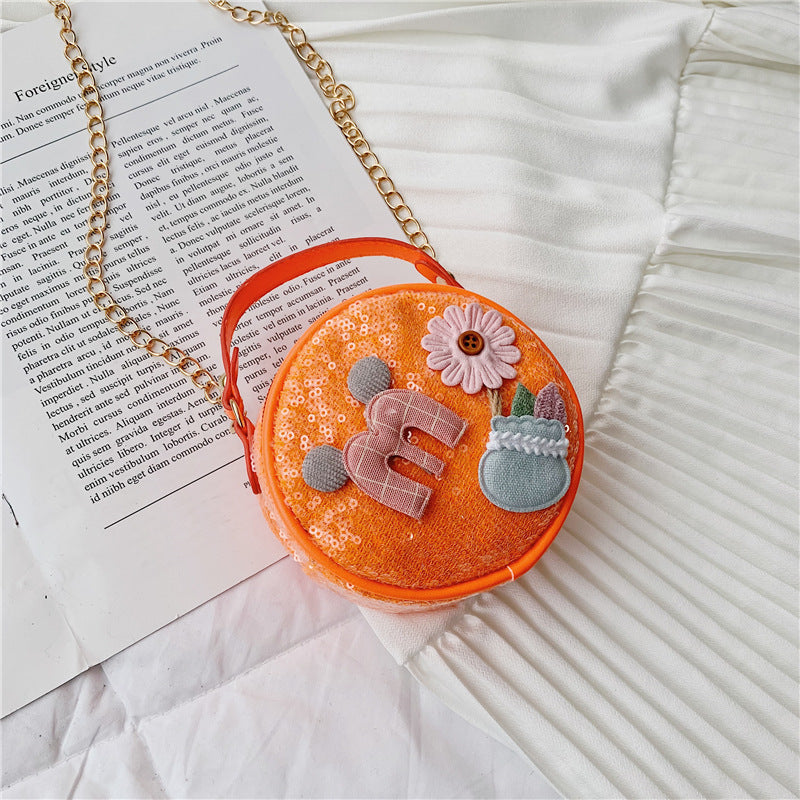 Summer new Korean children's coin wallet round sequins decorative Messenger bag cute mini portable shoulder bag