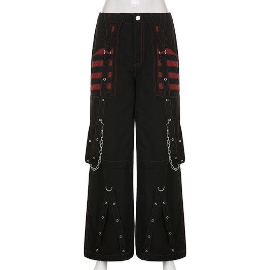 90s Vintage Punk Goth Chain Wide Leg Pants