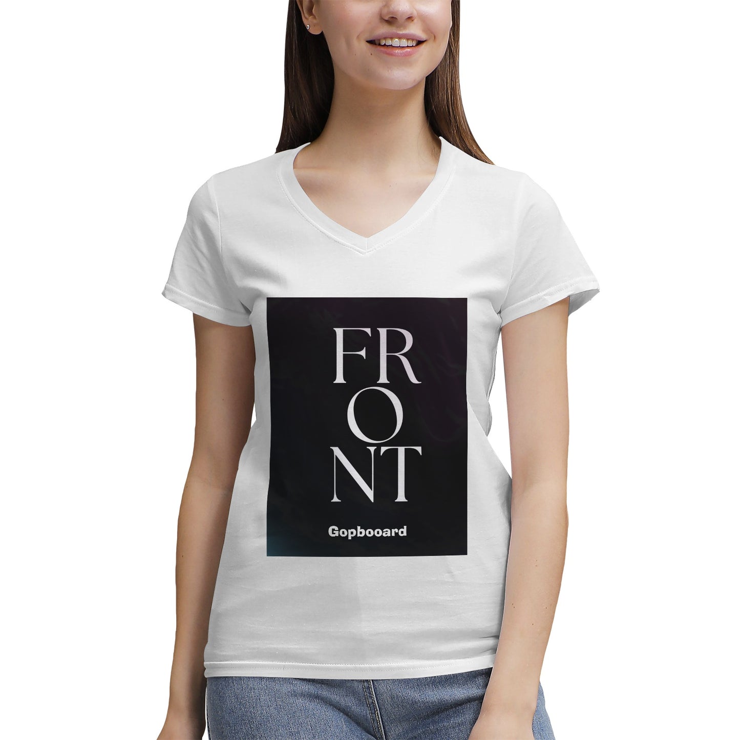 Women's 100% Cotton V‑Neck T‑shirt. Front