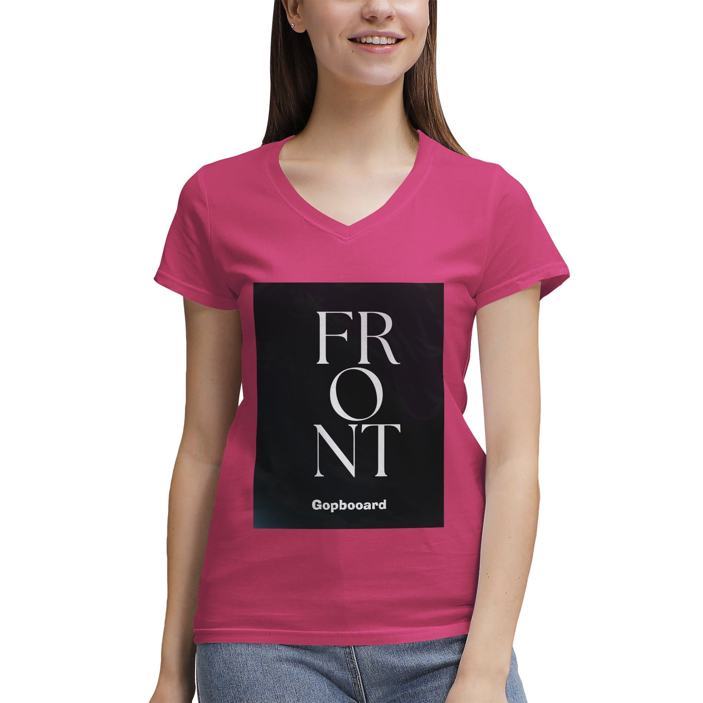 Women's 100% Cotton V‑Neck T‑shirt. Front