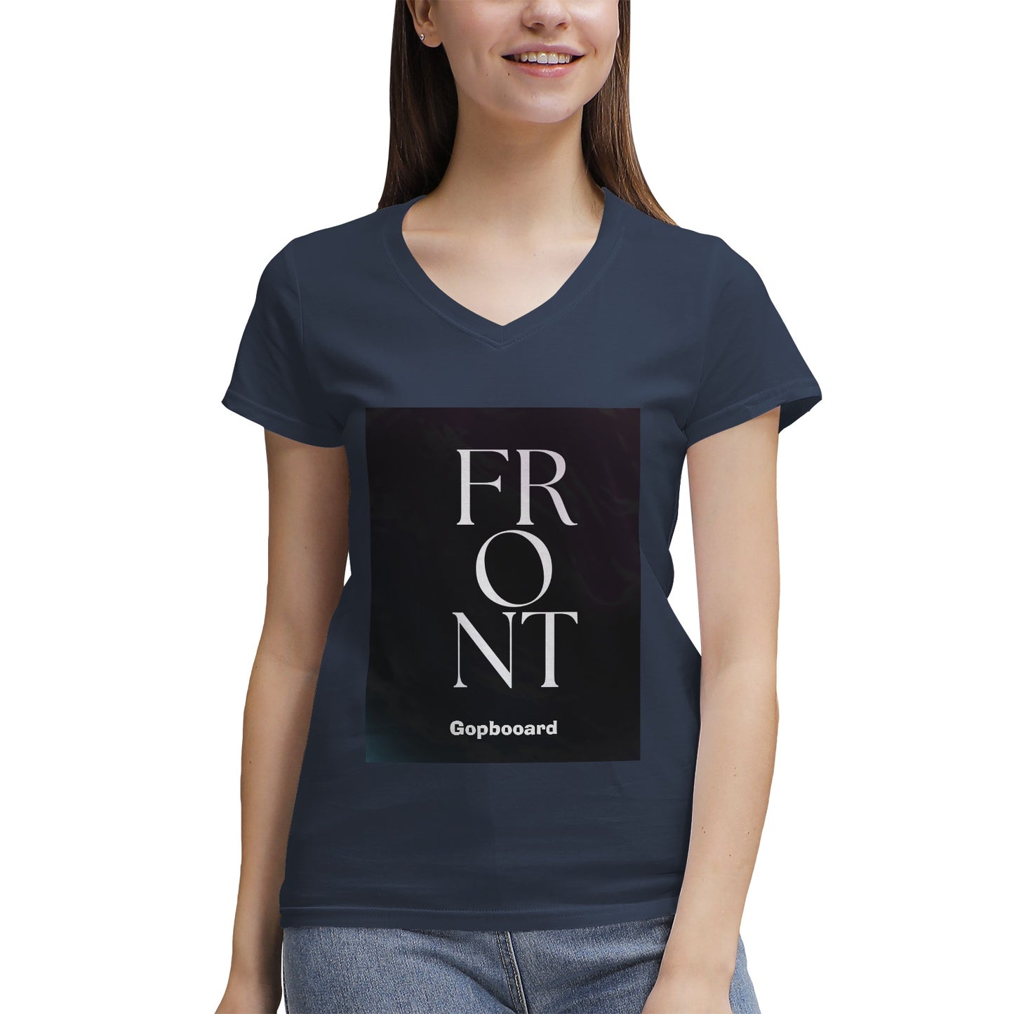 Women's 100% Cotton V‑Neck T‑shirt. Front