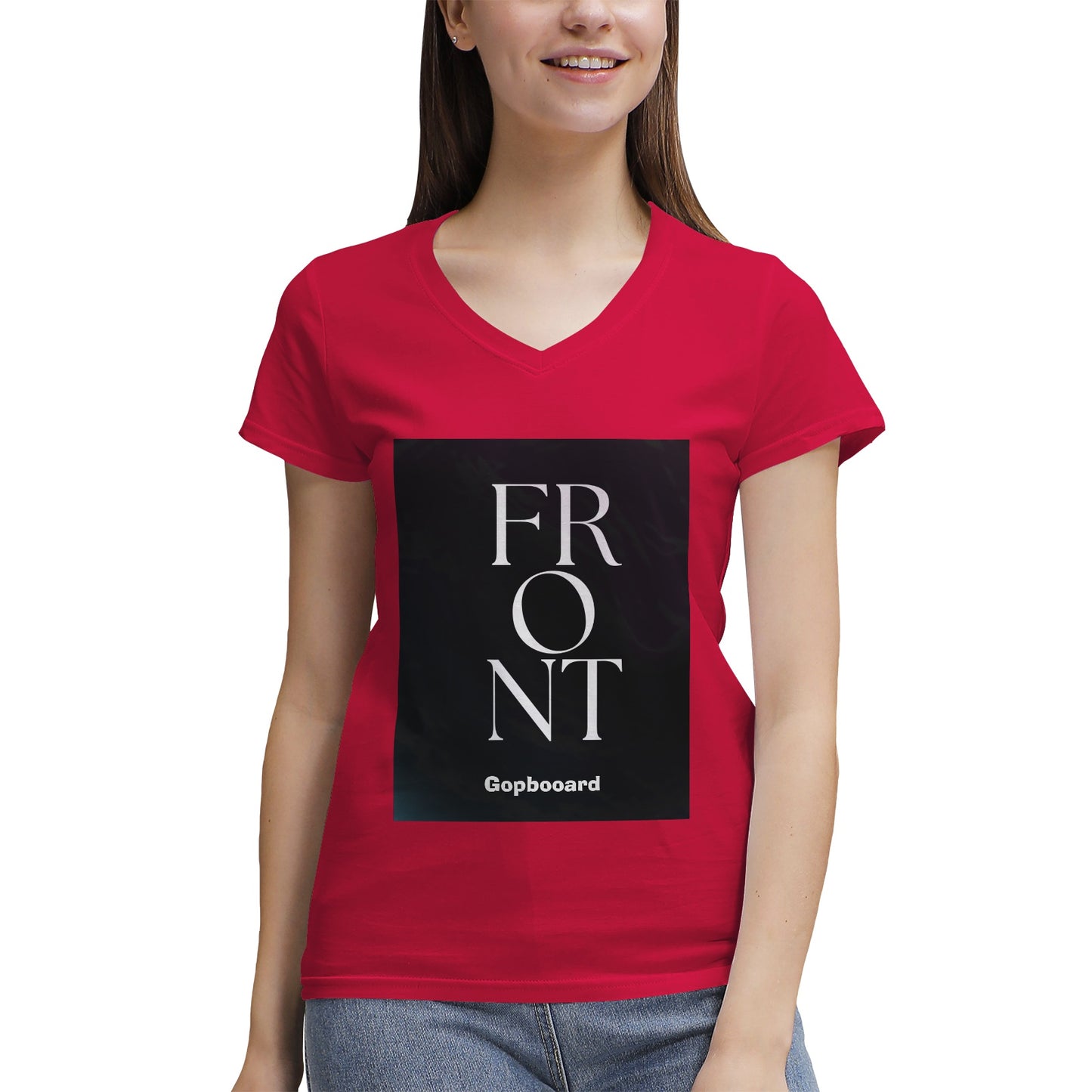 Women's 100% Cotton V‑Neck T‑shirt. Front