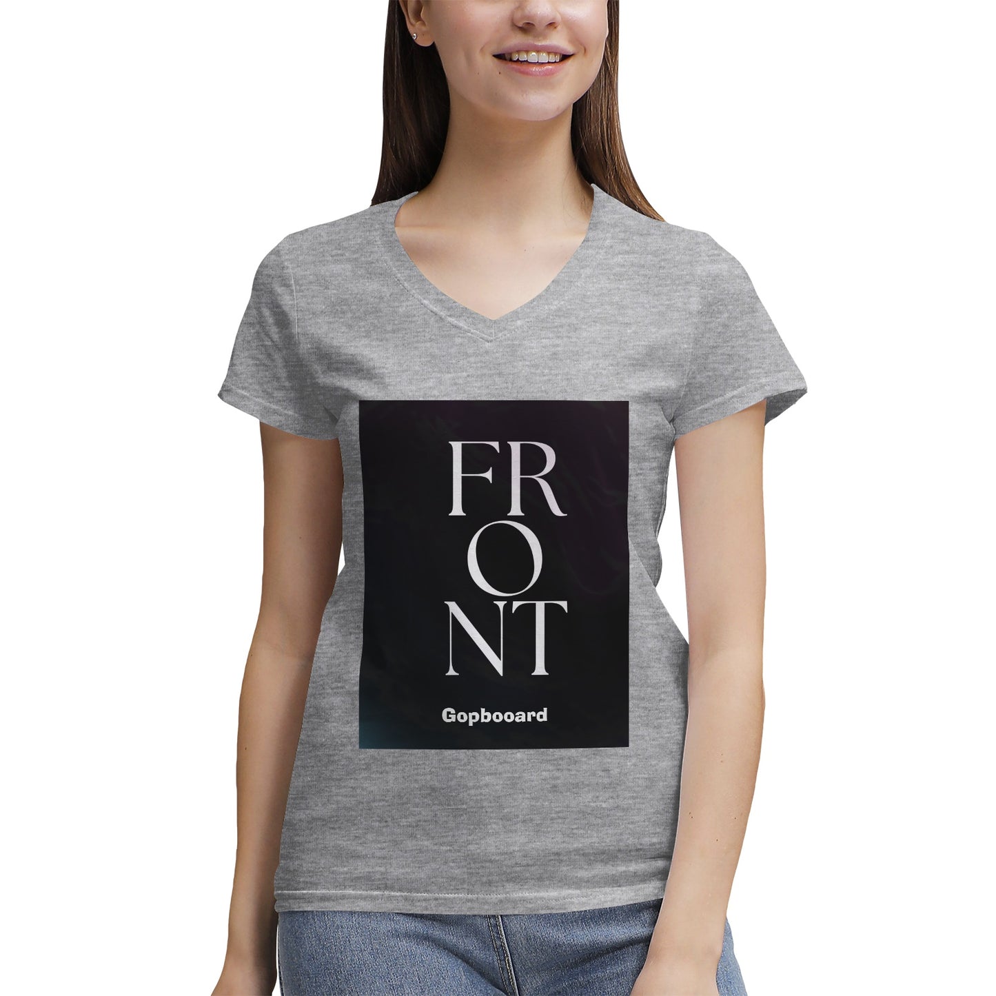 Women's 100% Cotton V‑Neck T‑shirt. Front