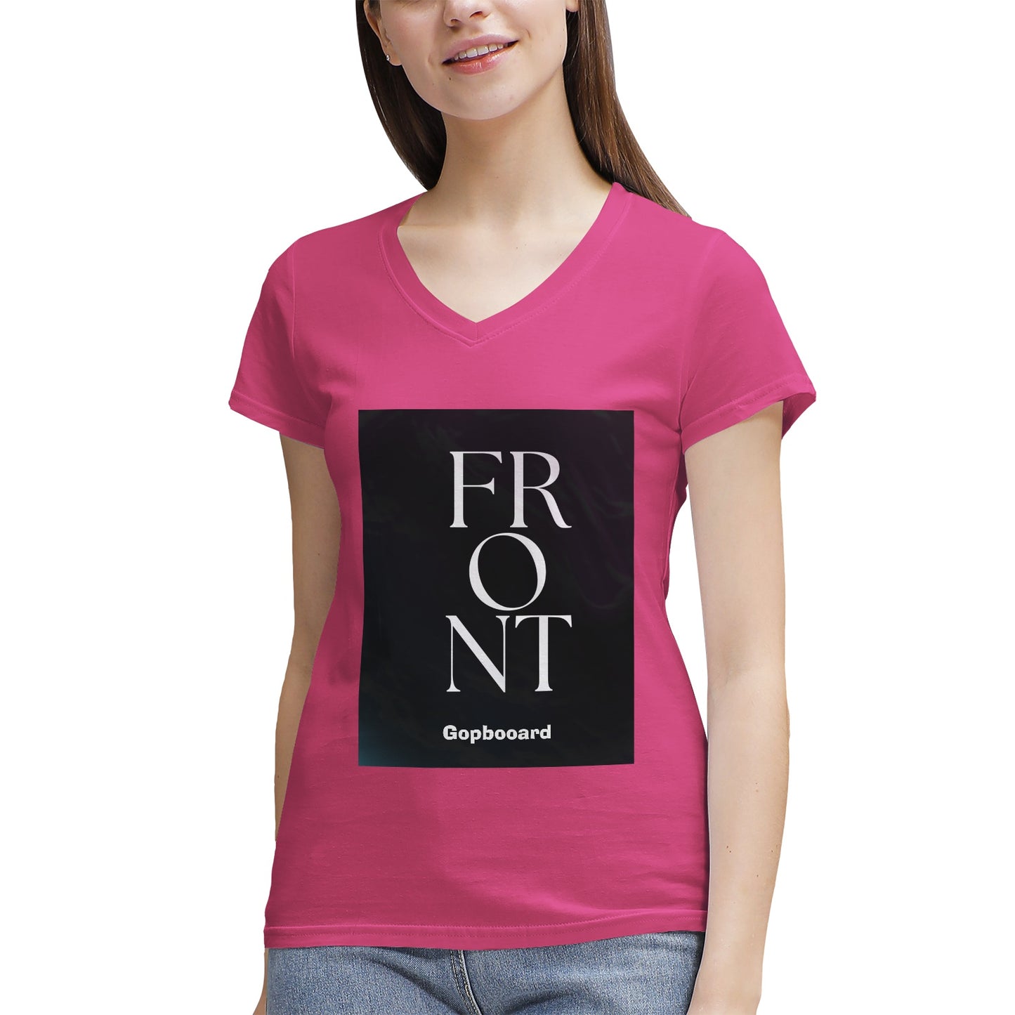 Women's 100% Cotton V‑Neck T‑shirt. Front