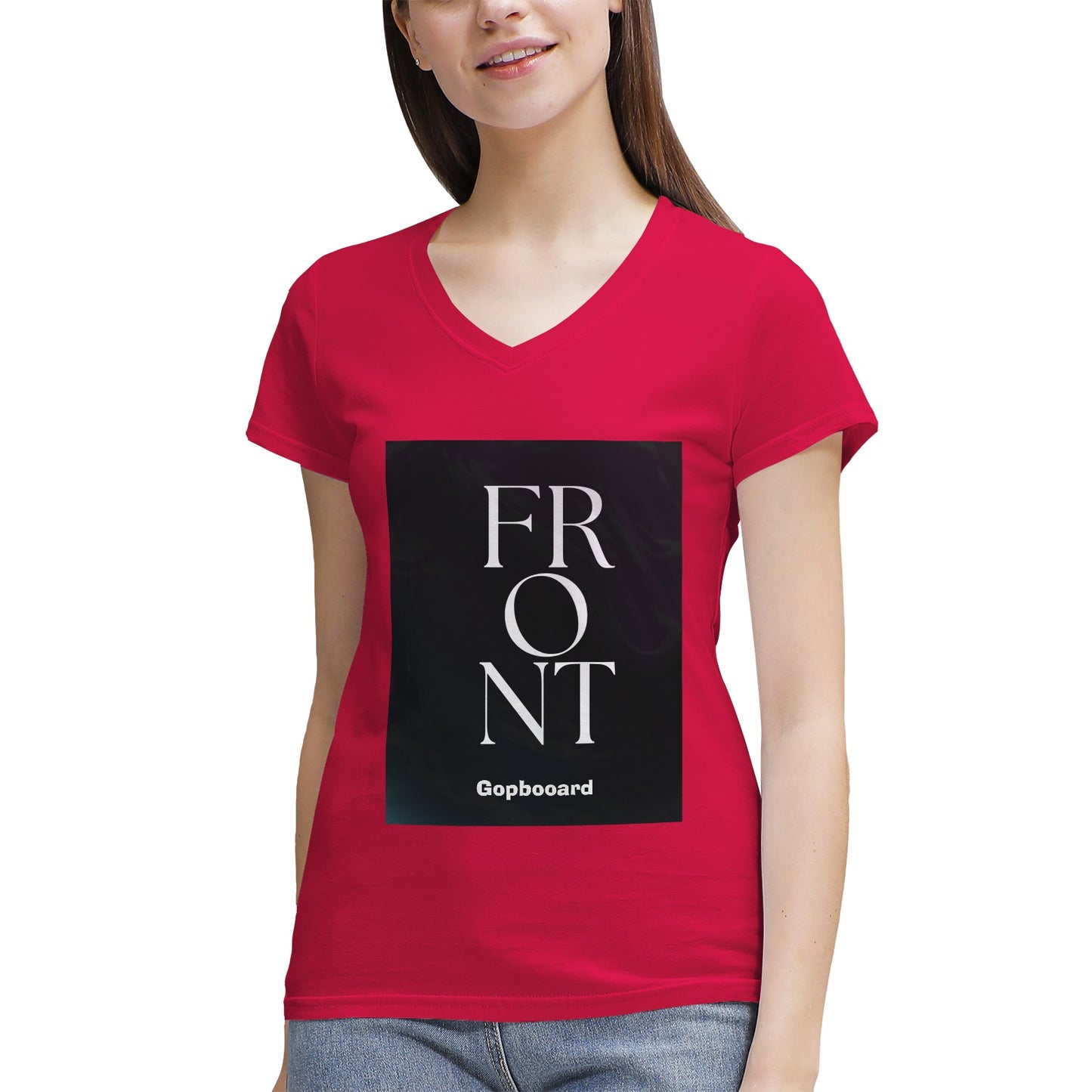 Women's 100% Cotton V‑Neck T‑shirt. Front