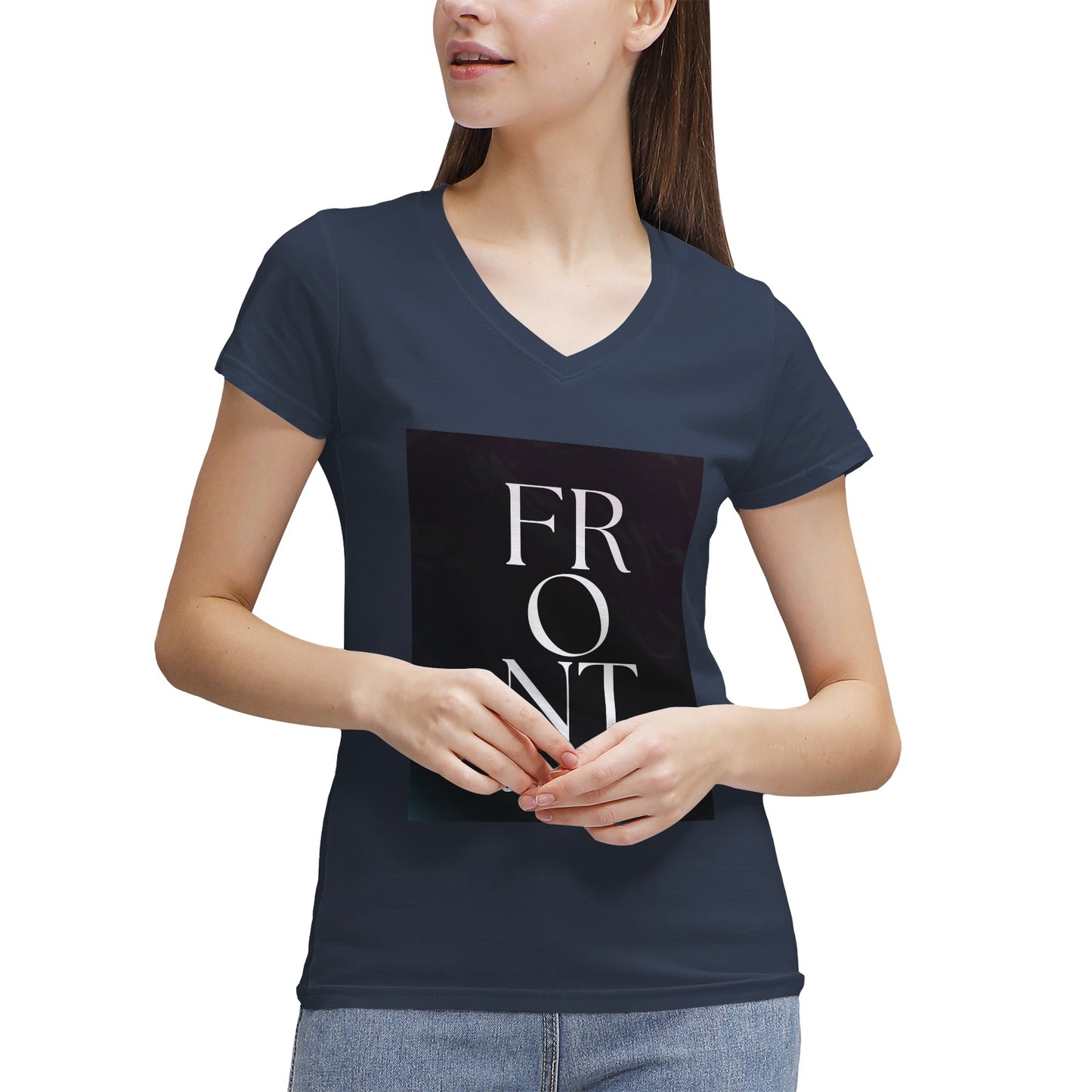 Women's 100% Cotton V‑Neck T‑shirt. Front