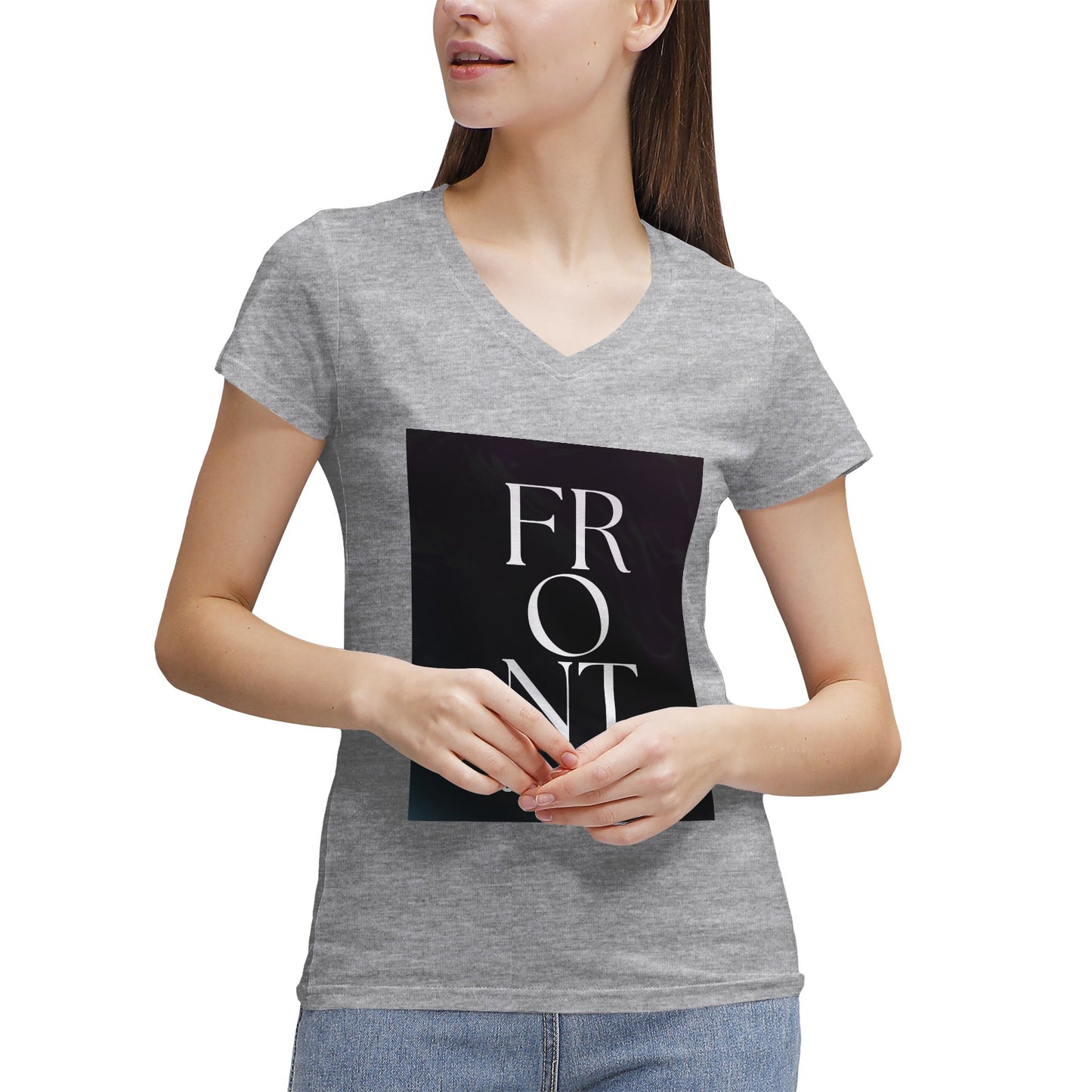 Women's 100% Cotton V‑Neck T‑shirt. Front