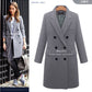 2020 autumn and winter European station long section big size female coat seven-color eight code double-breasted woolen outer suit