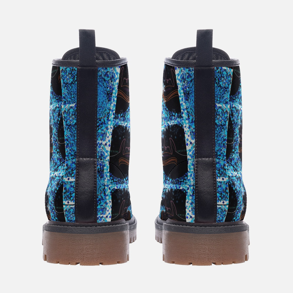 Blue and Black Casual Leather Lightweight boots MT