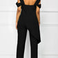 Women Casual Strap Open Back Overlay Jumpsuit Fashion Cold Shoulder Straight Leg Jumpsuit Plus Size Jumpsuits