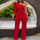 Fashion Women Jumpsuits Party Club One Shoulder Sashes Slim Fit Elegant Rompers Ladies Wide Pants One Piece Overalls 2021 Fall