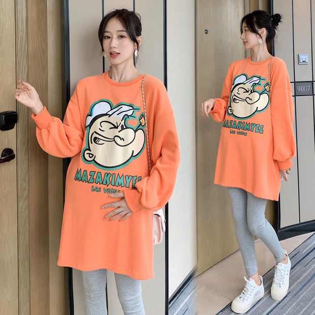 Pregnant women's autumn set 2021 new fashion long-sleeved large size blouse women spring autumn network red little child early autumn