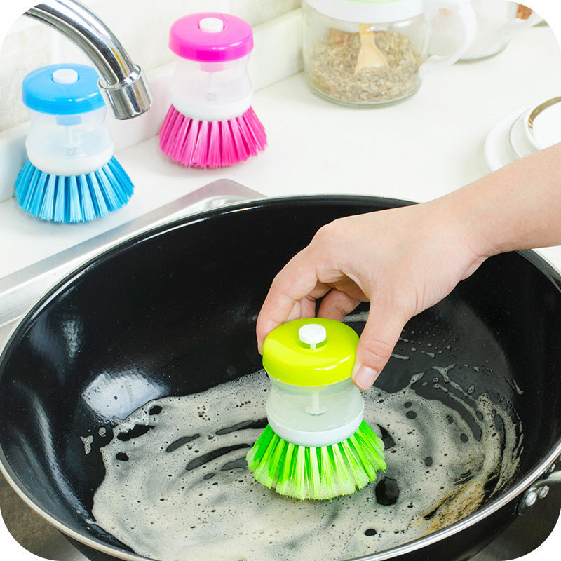 Automatic liquid-adding brush pan brush pressure liquid dishwashing cleaning brush non-stick oil kitchen cleaning pot washing dishwashing brush factory wholesale