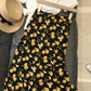 Charming Sicily Wind sway romantic! 2021 summer new lemon print high waist bag hip skirt