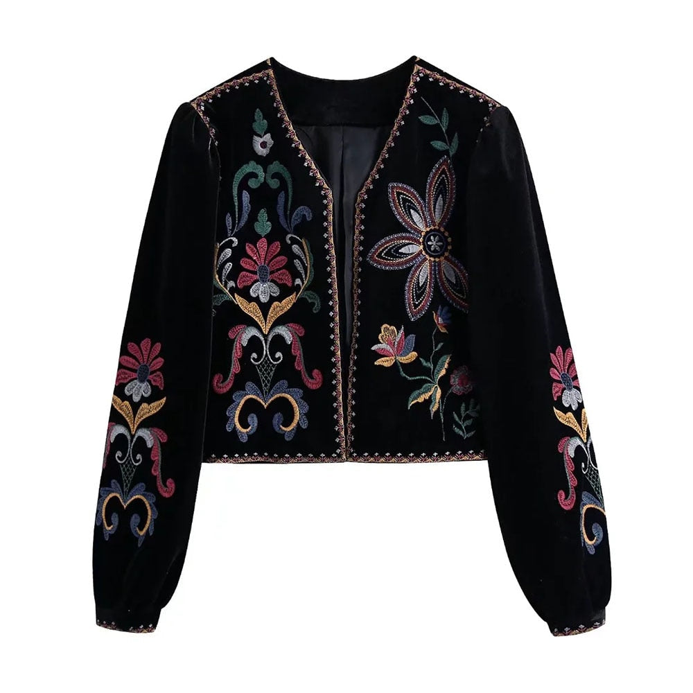 Floral Velvet Embroidered Jacket