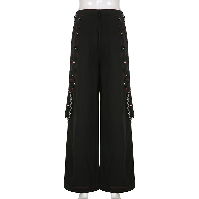 90s Vintage Punk Goth Chain Wide Leg Pants