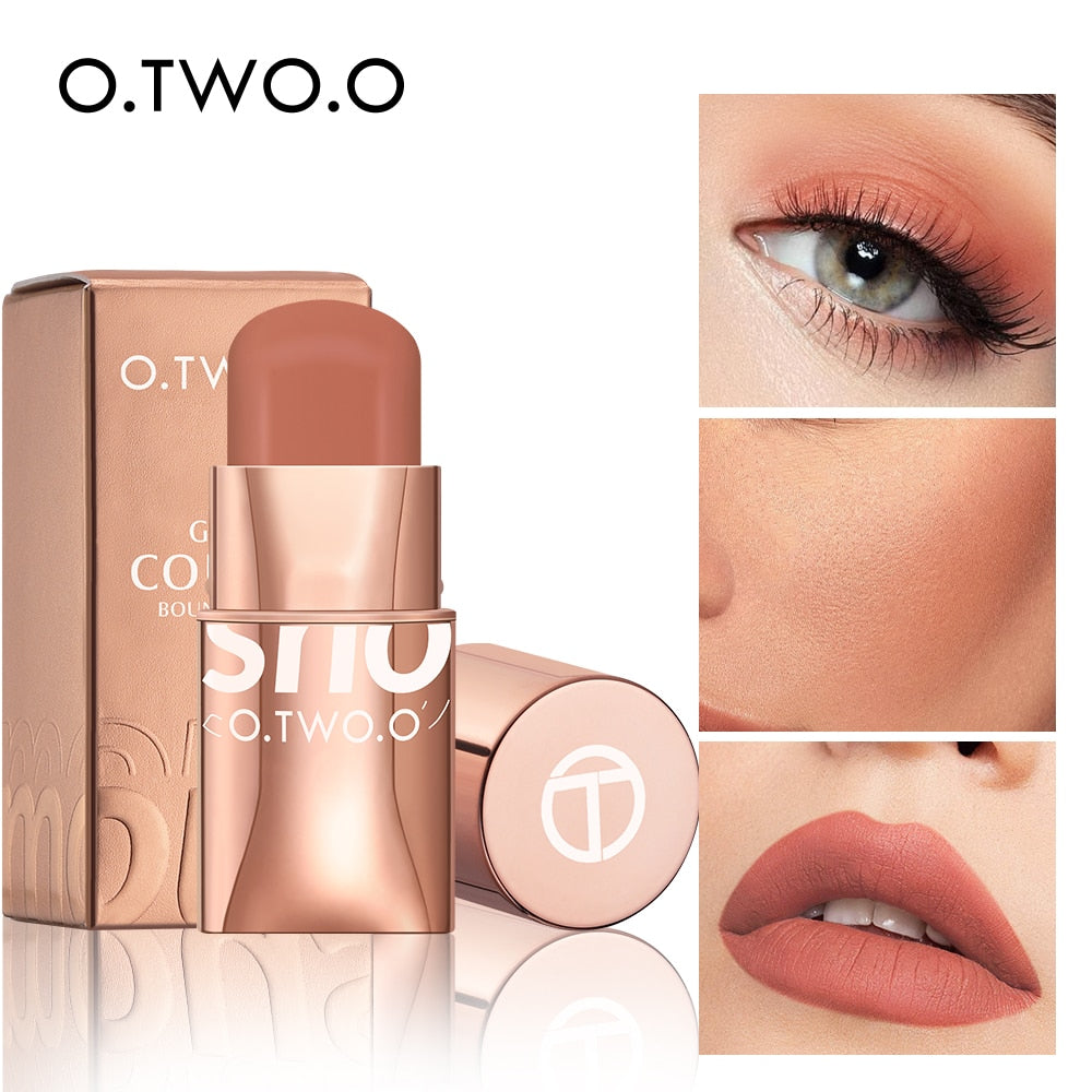 O.TWO.O Lipstick Blush Stick 3-in-1 Eyes Cheek and Lip Tint Buildable Waterproof Lightweight Cream Multi Stick Makeup for Women