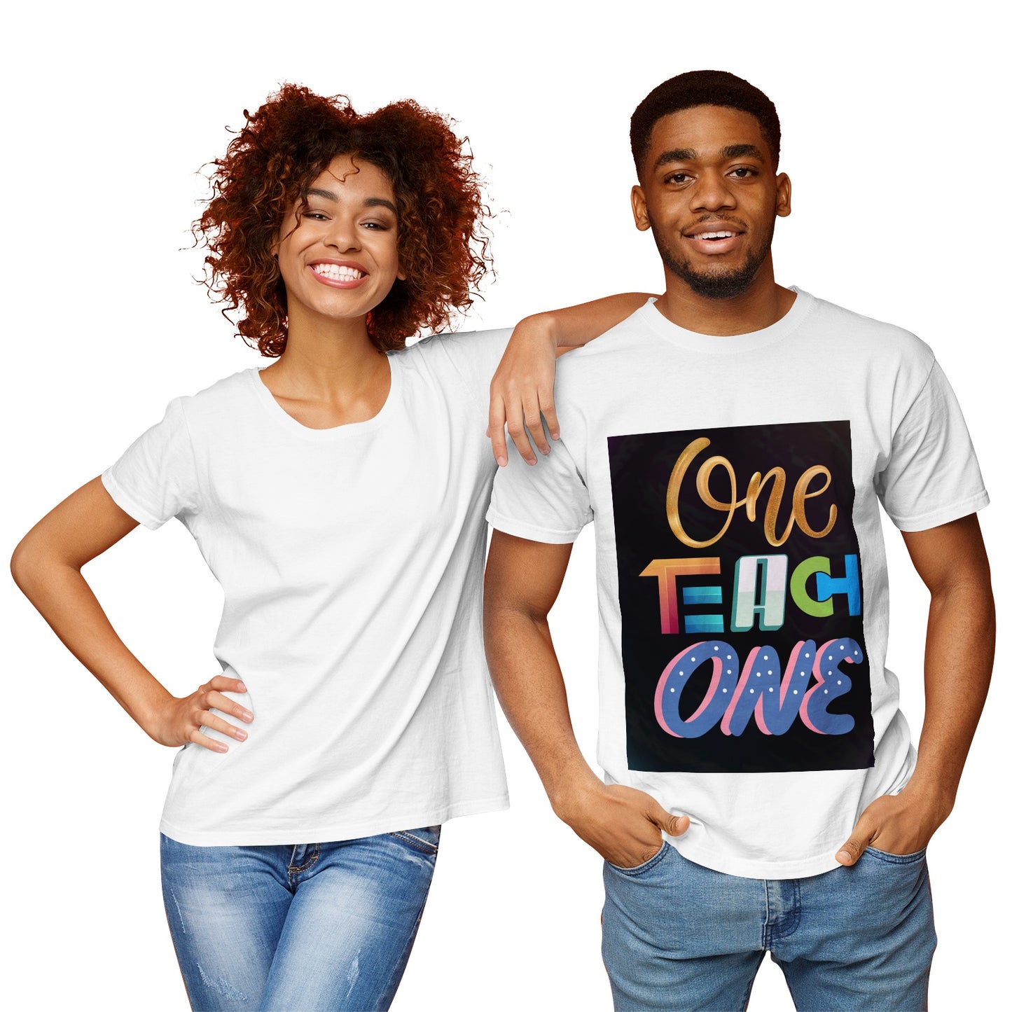 Couple's Pima Cotton Jersey Short Sleeve Tshirt  ONE TEACH ONE