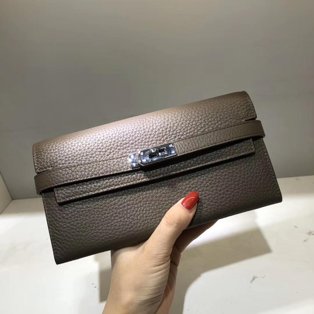 San Maries Genuine Leather Women Wallet Female Long Clutch Lady Walet Portomonee Rfid Luxury Brand Money Bag With Orange Box