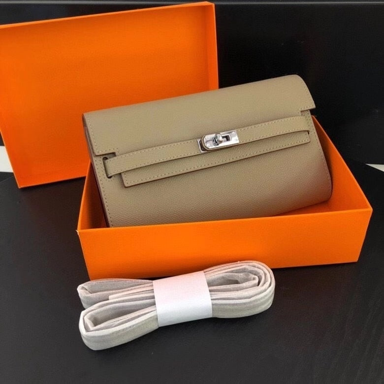 San Maries Genuine Leather Women Wallet Female Long Clutch Lady Walet Portomonee Rfid Luxury Brand Money Bag With Orange Box