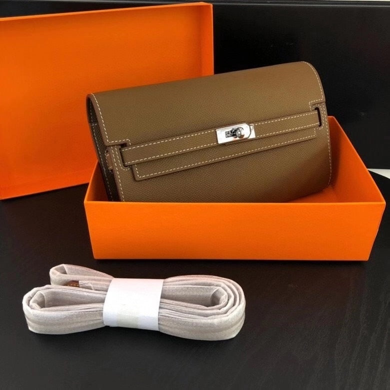 San Maries Genuine Leather Women Wallet Female Long Clutch Lady Walet Portomonee Rfid Luxury Brand Money Bag With Orange Box