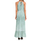 Ruffle Hem Halter Neck Maxi Dress