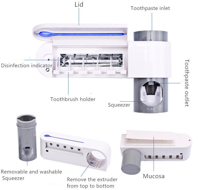 2-in-1 Automatic Toothpaste Dispenser Toothbrush Holder Wall Mounted for Wash rooms