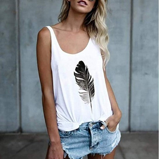 Cross-border supply 2019 European and American summer new eBay Amazon Wish hot feather print women's vest