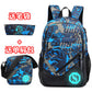Graffiti three-piece lattice backpack male student bag back Pack casual computer junior high school backpack