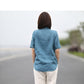 Yasulan short-sleeved shirt loose casual large size slim solid color cotton linen shirt female pi cotton 2021 summer