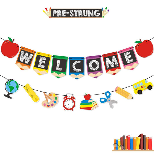 Cross-border goods start school season send letter Laqi return school season party classroom arrangement decoration pull banner