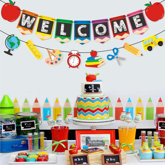 Cross-border goods start school season send letter Laqi return school season party classroom arrangement decoration pull banner