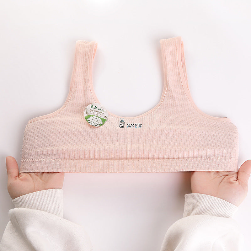 Girls breathable underwear small vest development period Chinese big school students bra 9-12 years old bottom anti-convex point tube top