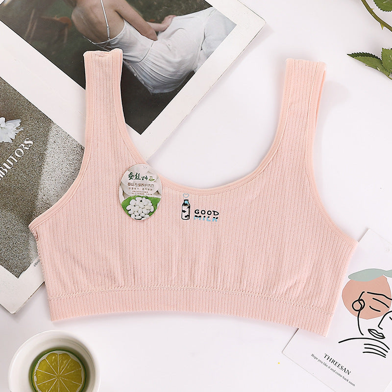 Girls breathable underwear small vest development period Chinese big school students bra 9-12 years old bottom anti-convex point tube top