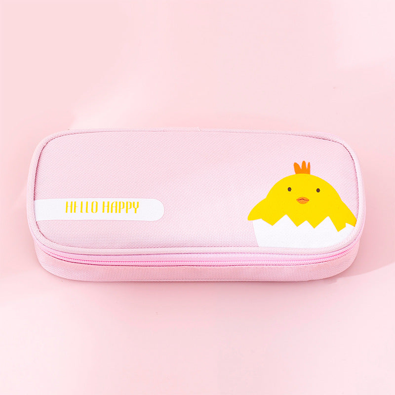 Creative stationery primary school students cute simple stationery box pencil bag zipper Oxford Buka Big capacity pencil bag