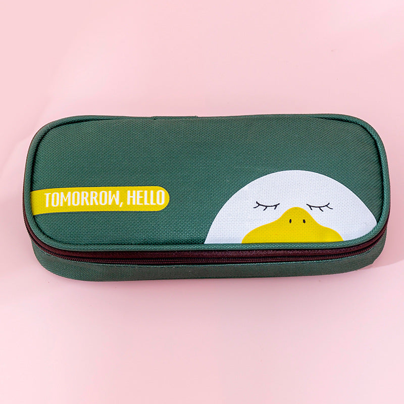 Creative stationery primary school students cute simple stationery box pencil bag zipper Oxford Buka Big capacity pencil bag