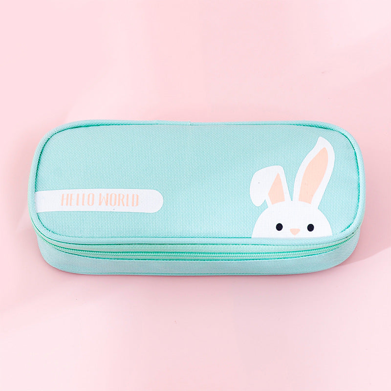 Creative stationery primary school students cute simple stationery box pencil bag zipper Oxford Buka Big capacity pencil bag