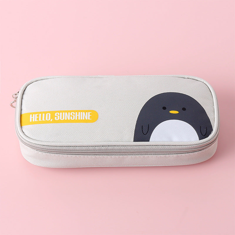 Creative stationery primary school students cute simple stationery box pencil bag zipper Oxford Buka Big capacity pencil bag