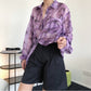 Summer new trendy splash vacuum design print shirt loose thin perspective long sleeve sunscreen